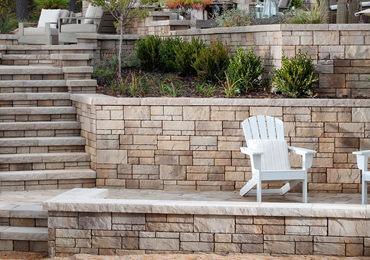retaining wall in Washington garden